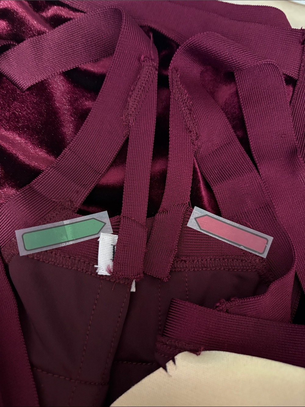 House of CB London Carven Mulberry Velvet Panel Mini Dress Size Size Large - Picture 10 of 11